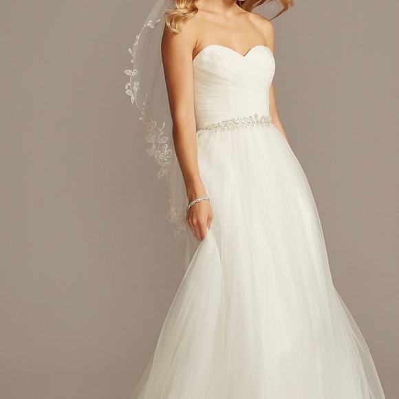 NWT Sweetheart Tulle Ball Gown Wedding Dress Size 0 (David’s Bridal) - Picture 1 of 4